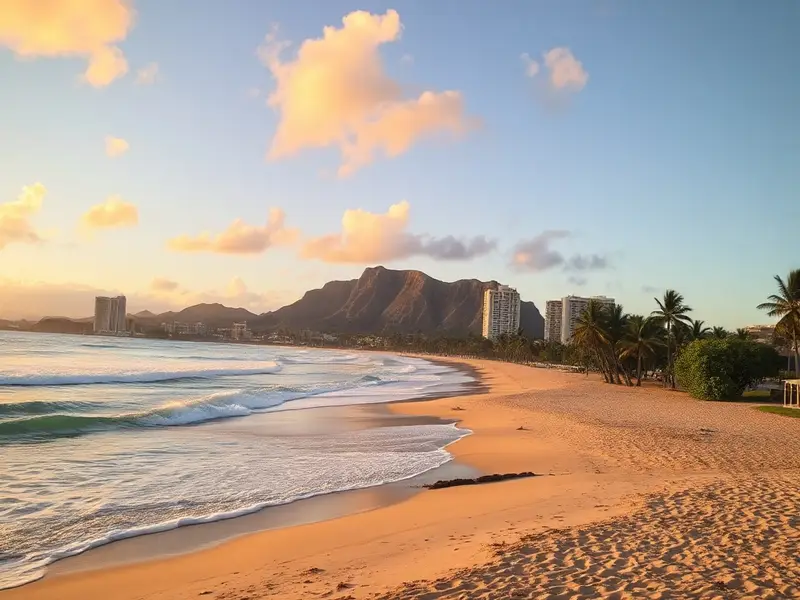 Waikiki Beach with Diamond Head in the distance