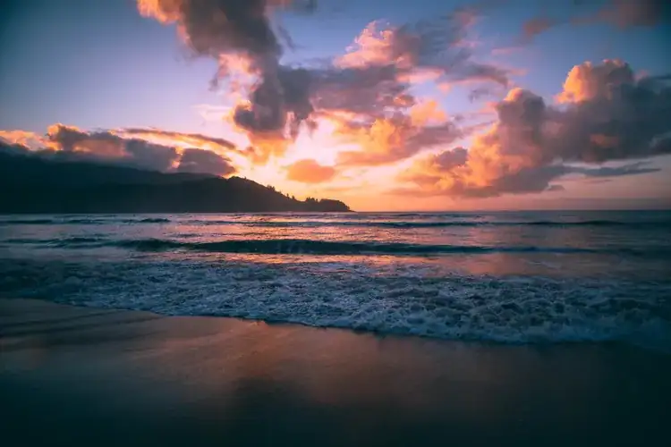 Sunset over Hanalei Bay, one of the best beaches in Kauai